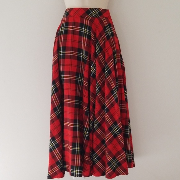 Liz Sport Petites Red Plaid Scottish Style Skirt - Picture 5 of 8